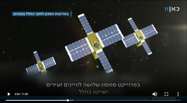 Picture of ASRI and the Adelis-SAMSON project featured in a channel 11 program about the Israeli space program